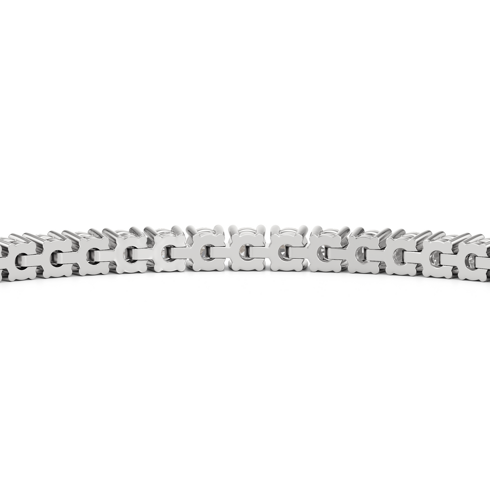 4-Prong Lab Diamond Bud Tennis Bracelet with 3 Cut Diamond in 14KT White Gold view 7
