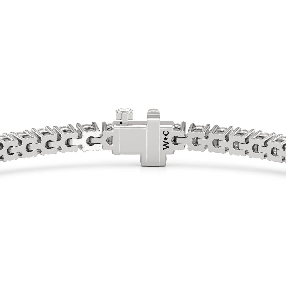 Four Prong Lab Diamond Tennis Bracelet with 3 Cut Diamond in 14KT White Gold view 8
