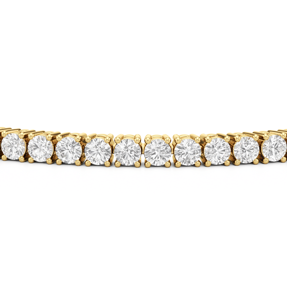 Four Prong Lab Diamond Tennis Bracelet with 3 Cut Diamond in 14KT Yellow Gold view 7

