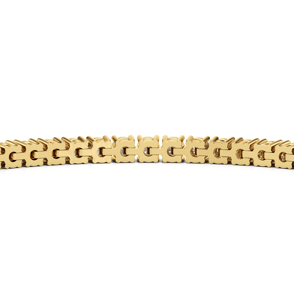Four Prong Lab Diamond Tennis Bracelet with 3 Cut Diamond in 14KT Yellow Gold view 5
