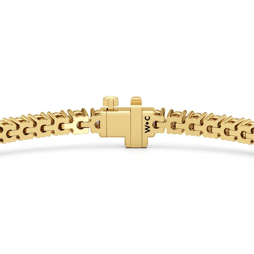 Four Prong Lab Diamond Tennis Bracelet with 3 Cut Diamond in 14KT Yellow Gold view 4
