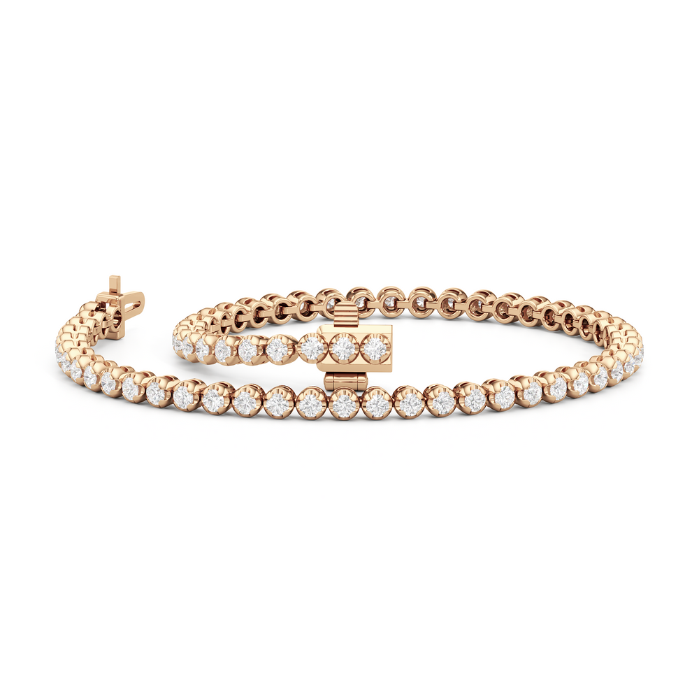 Modern Nugget Lab Diamond Tennis Bracelet with 1 Cut Diamond in 14KT Rose Gold view 2
