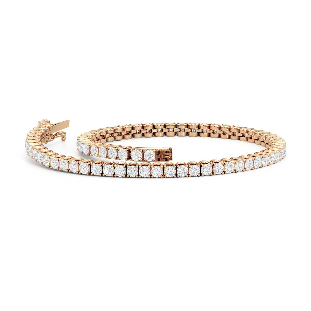 Floating U-Prong Lab Diamond Tennis Bracelet with 3 Cut Diamond in 14KT Rose Gold view 2
