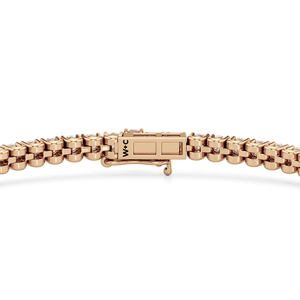 Floating U-Prong Lab Diamond Tennis Bracelet with 3 Cut Diamond in 14KT Rose Gold view 6
