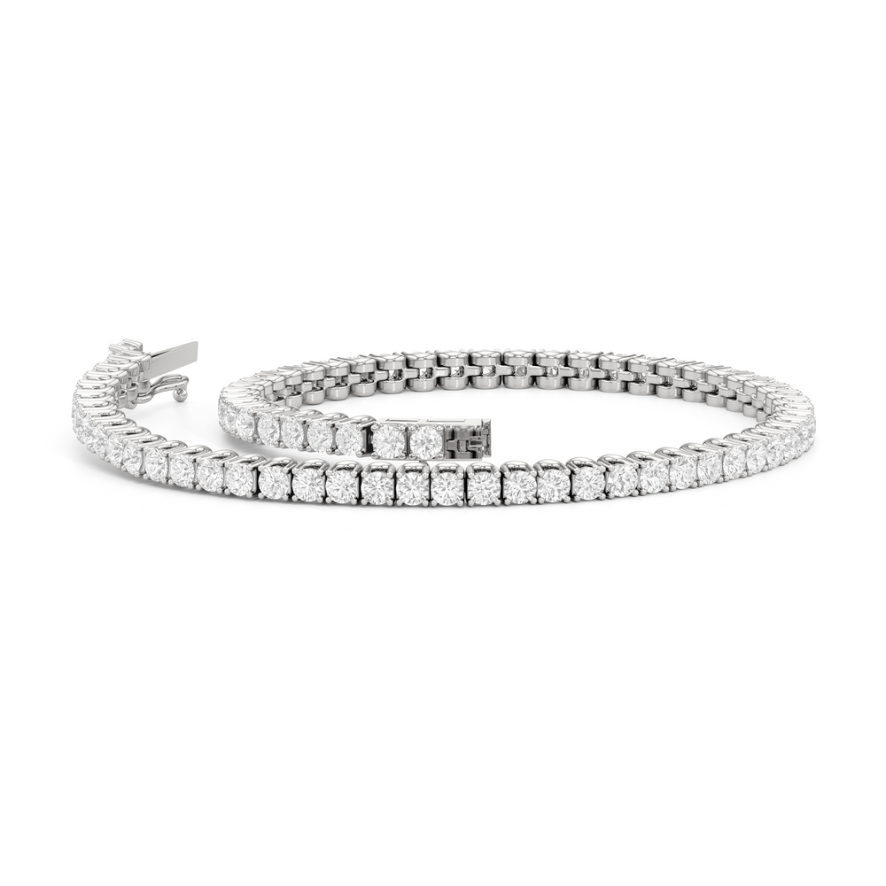 Floating U-Prong Lab Diamond Tennis Bracelet with 3 Cut Diamond in 14KT White Gold view 2
