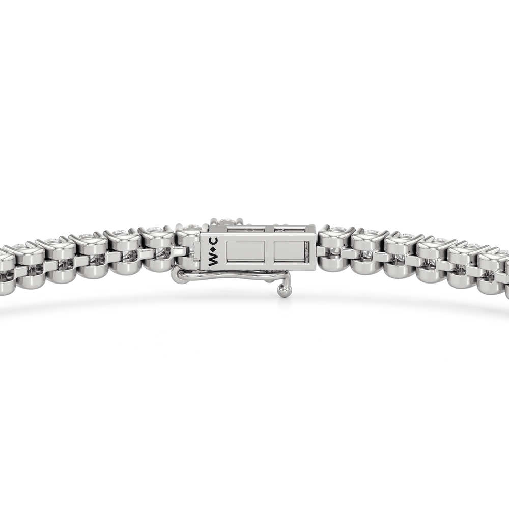 Floating U-Prong Lab Diamond Tennis Bracelet with 3 Cut Diamond in 14KT White Gold view 6
