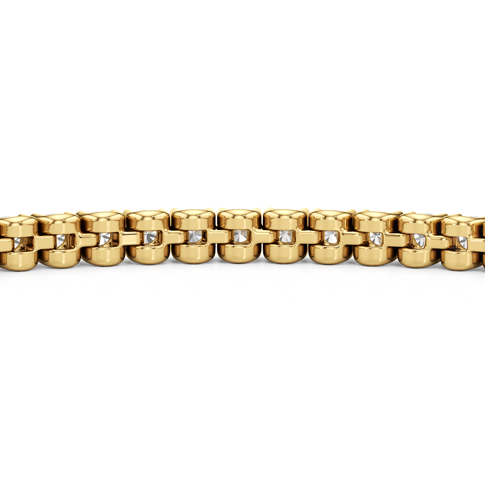 Floating U-Prong Lab Diamond Tennis Bracelet with 3 Cut Diamond in 14KT Yellow Gold view 7
