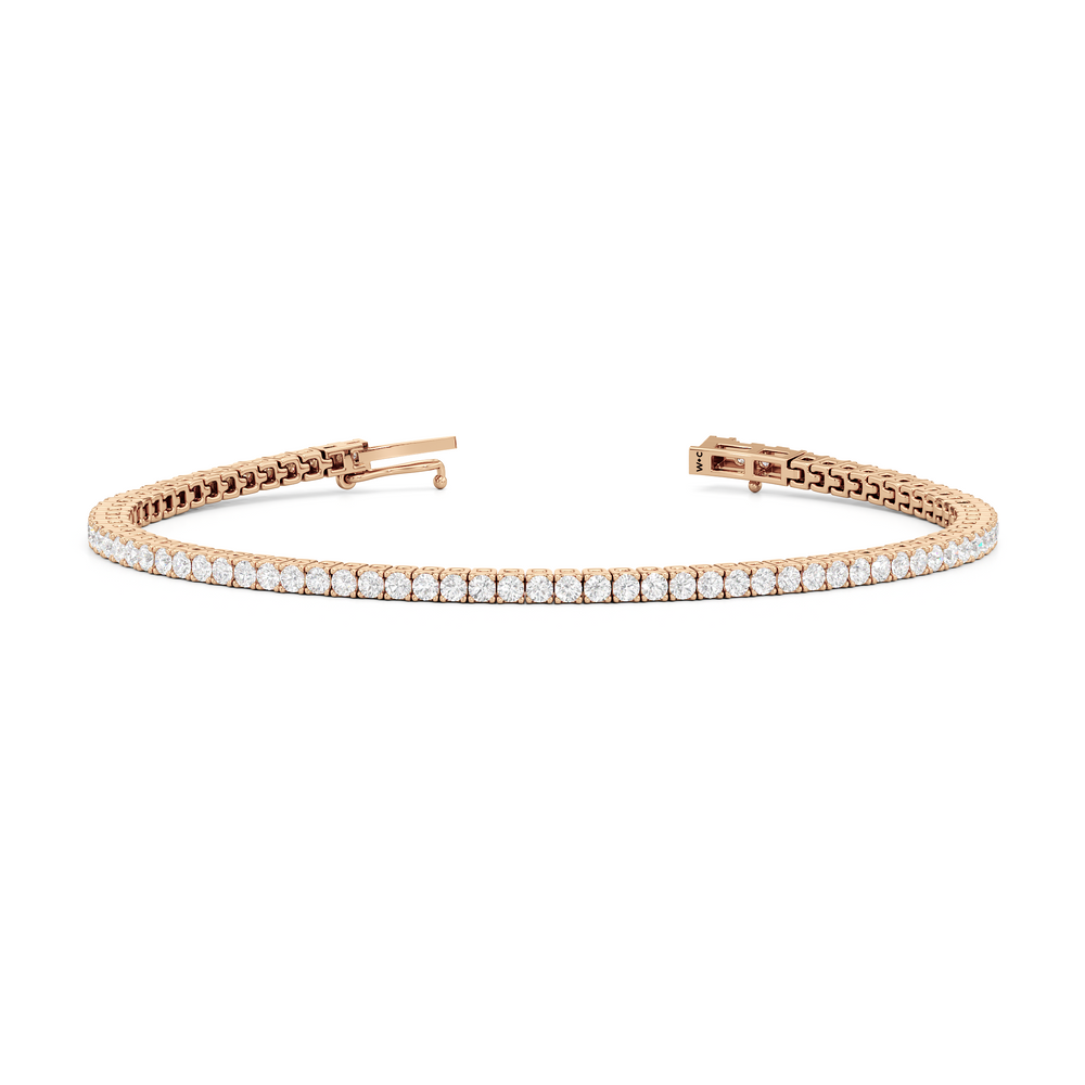 Classic 4-Prong Round Lab Diamond Square Basket Tennis Bracelet with 2 Cut Diamond in 14KT Rose Gold view 2
