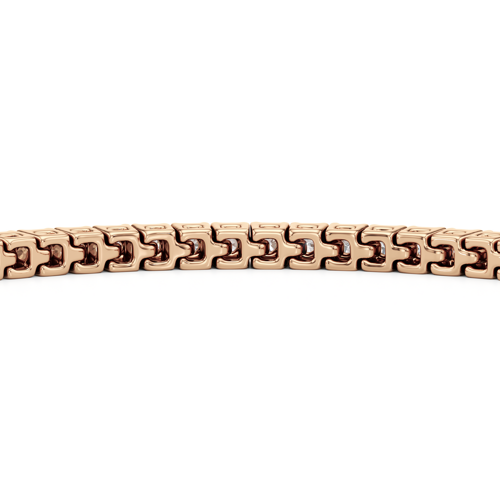 Classic 4-Prong Round Lab Diamond Square Basket Tennis Bracelet with 2 Cut Diamond in 14KT Rose Gold view 8
