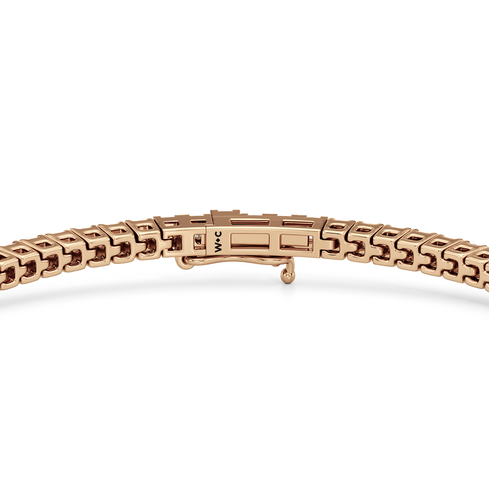 Classic 4-Prong Round Lab Diamond Square Basket Tennis Bracelet with 2 Cut Diamond in 14KT Rose Gold view 7
