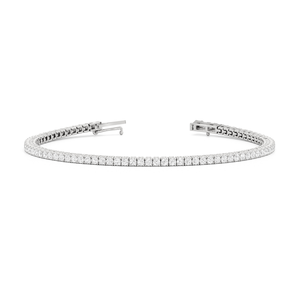 Classic 4-Prong Round Lab Diamond Square Basket Tennis Bracelet with 2 Cut Diamond in 14KT White Gold view 2

