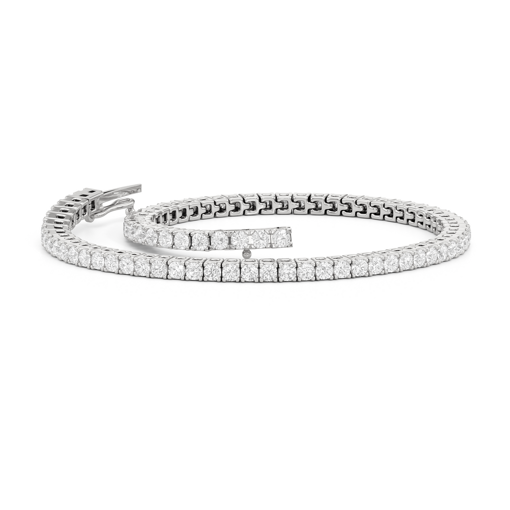 Classic 4-Prong Round Lab Diamond Square Basket Tennis Bracelet with 2 Cut Diamond in 14KT White Gold view 3
