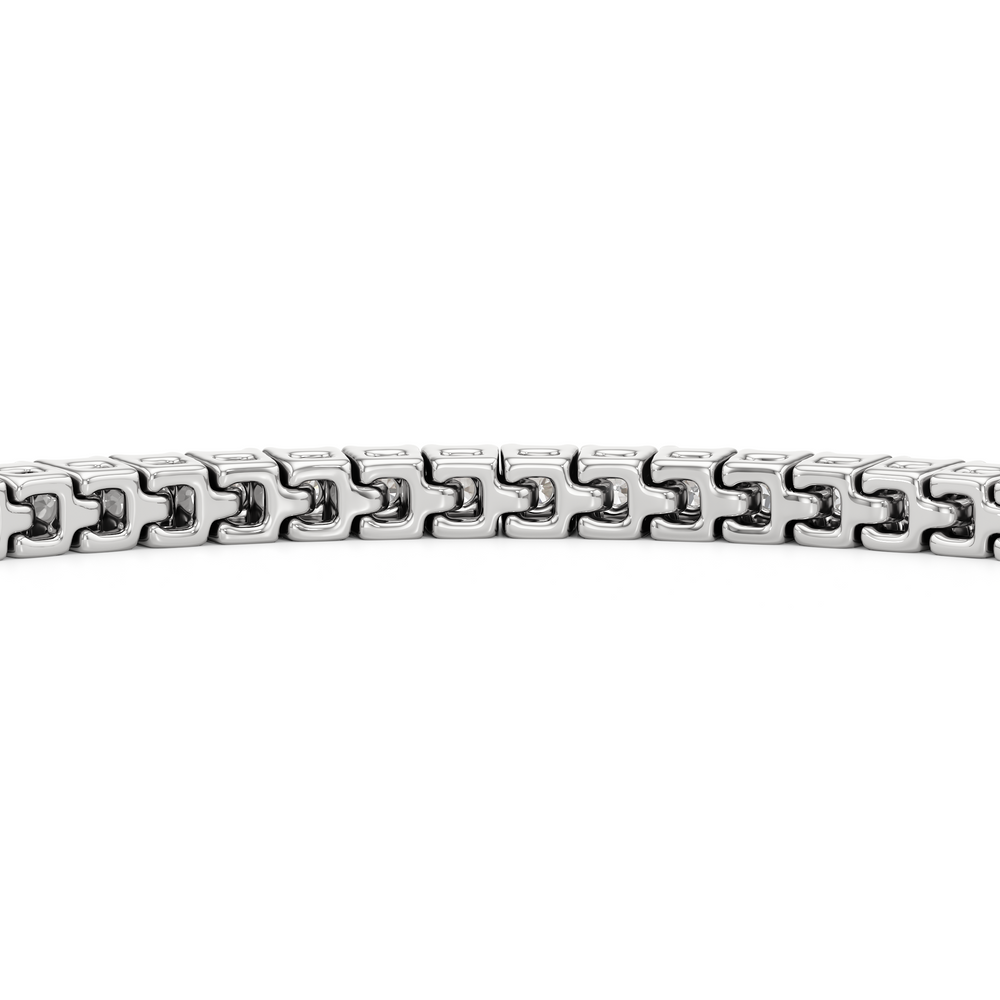 Classic 4-Prong Round Lab Diamond Square Basket Tennis Bracelet with 2 Cut Diamond in 14KT White Gold view 8
