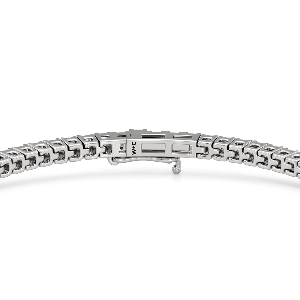 Classic 4-Prong Round Lab Diamond Square Basket Tennis Bracelet with 2 Cut Diamond in 14KT White Gold view 7
