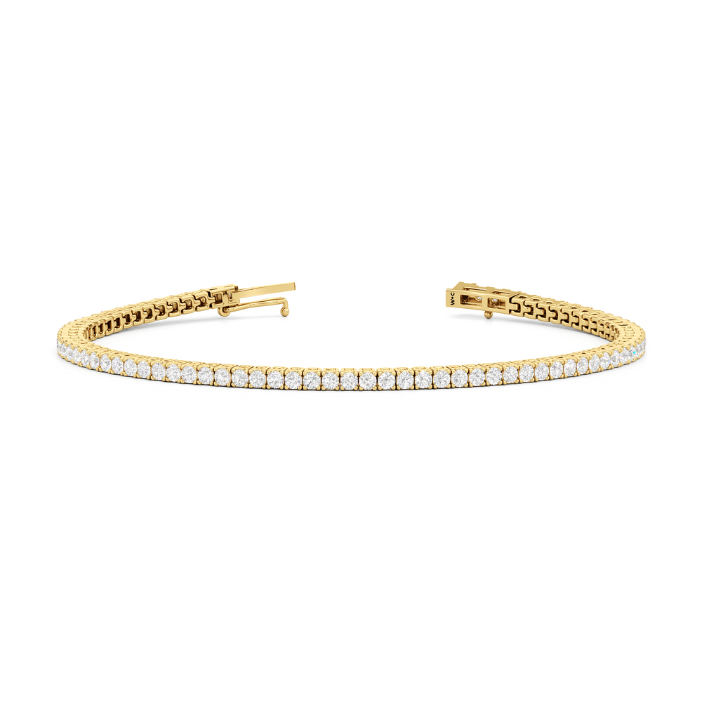 Classic 4-Prong Round Lab Diamond Square Basket Tennis Bracelet with 2 Cut Diamond in 14KT Yellow Gold view 2
