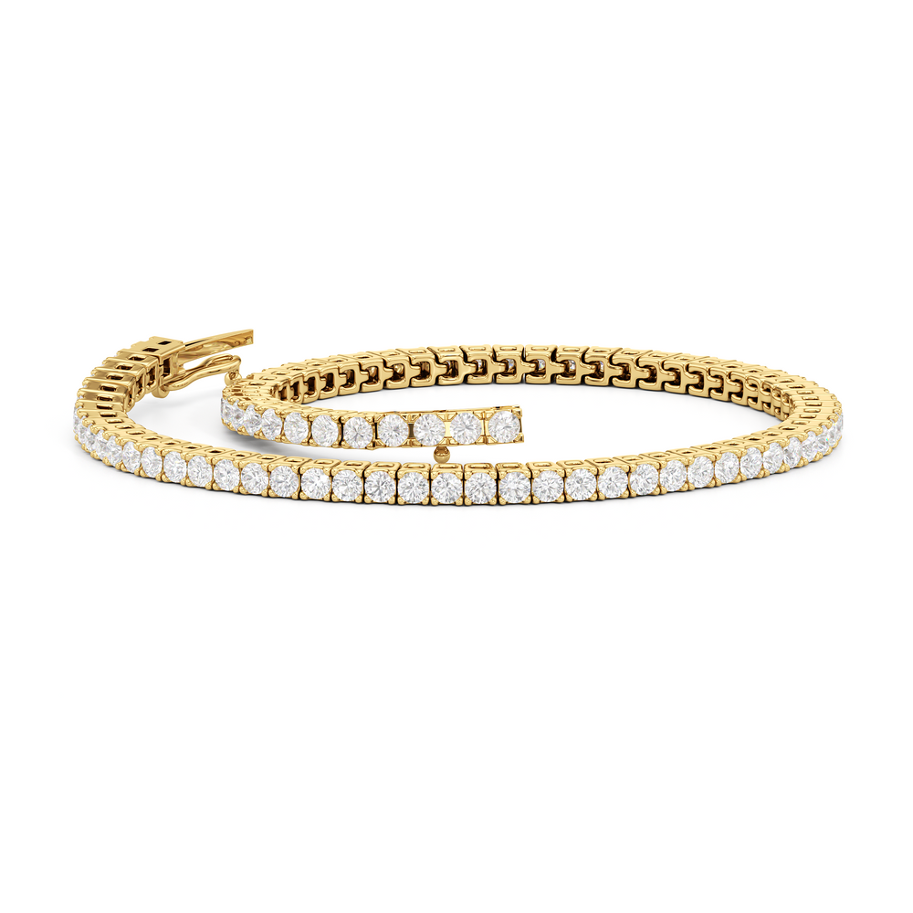 Classic 4-Prong Round Lab Diamond Square Basket Tennis Bracelet with 2 Cut Diamond in 14KT Yellow Gold view 3
