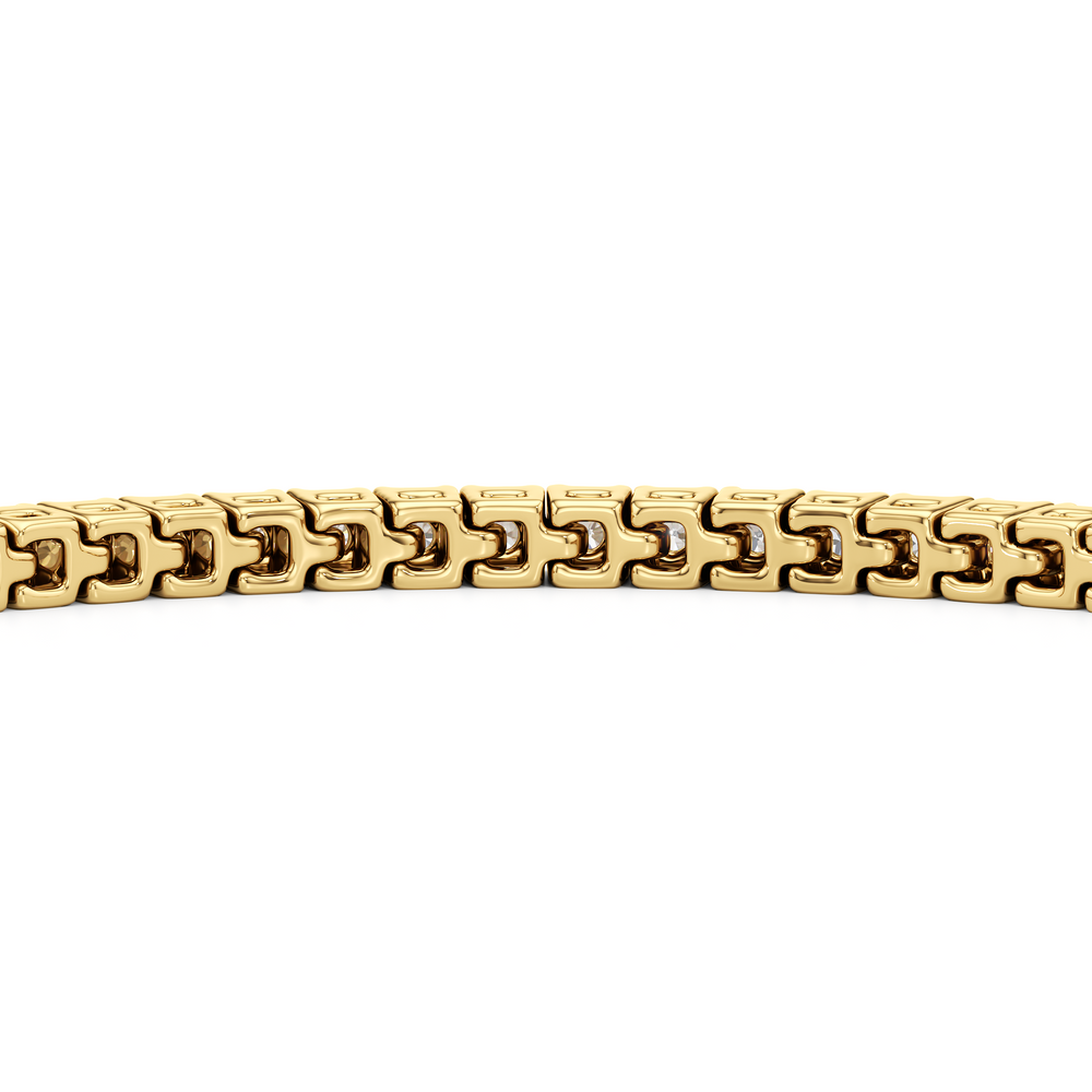 Classic 4-Prong Round Lab Diamond Square Basket Tennis Bracelet with 2 Cut Diamond in 14KT Yellow Gold view 8
