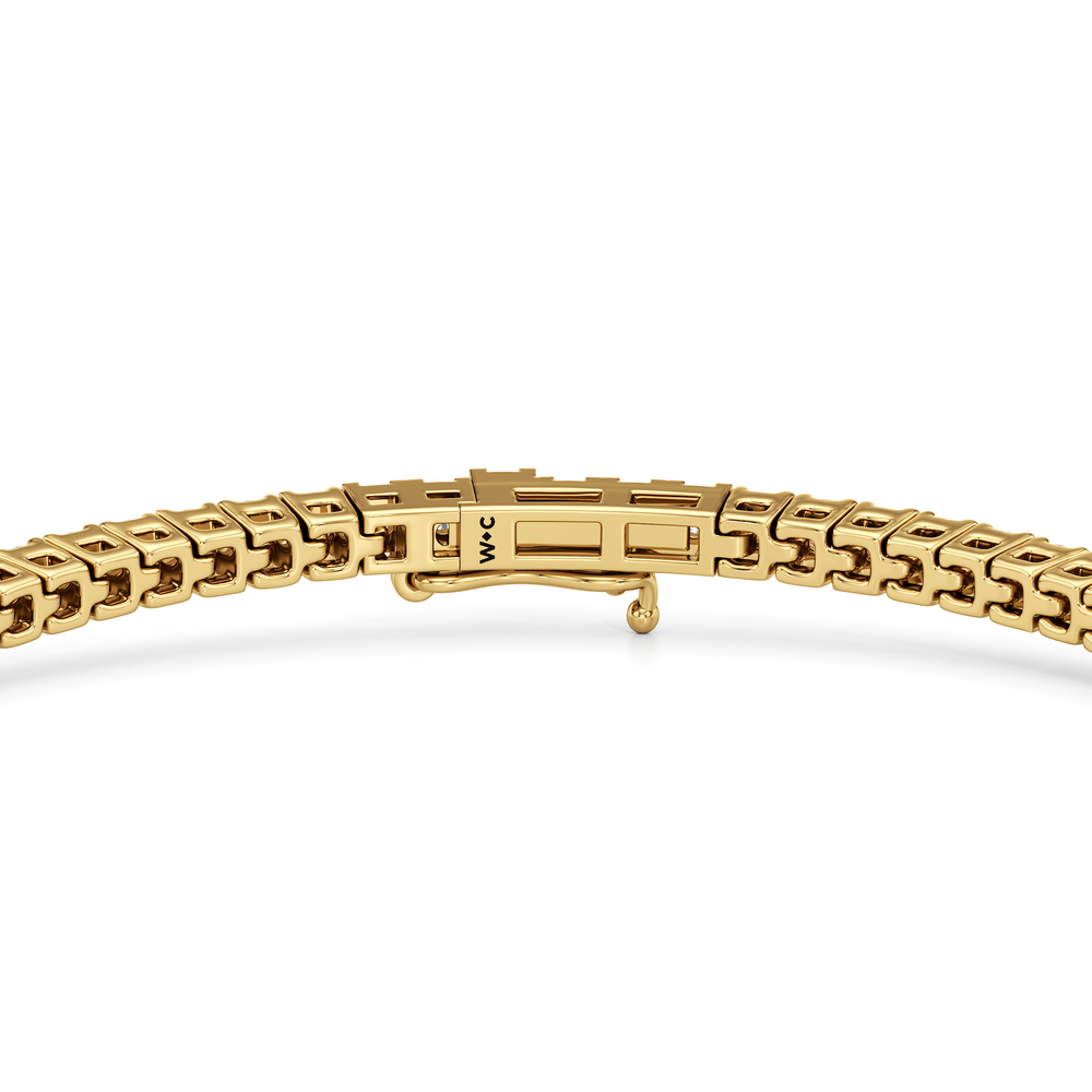 Classic 4-Prong Round Lab Diamond Square Basket Tennis Bracelet with 2 Cut Diamond in 14KT Yellow Gold view 7
