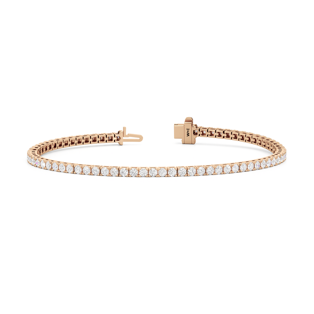 Classic 4-Prong Round Lab Diamond Square Basket Tennis Bracelet with 3 Cut Diamond in 14KT Rose Gold view 2
