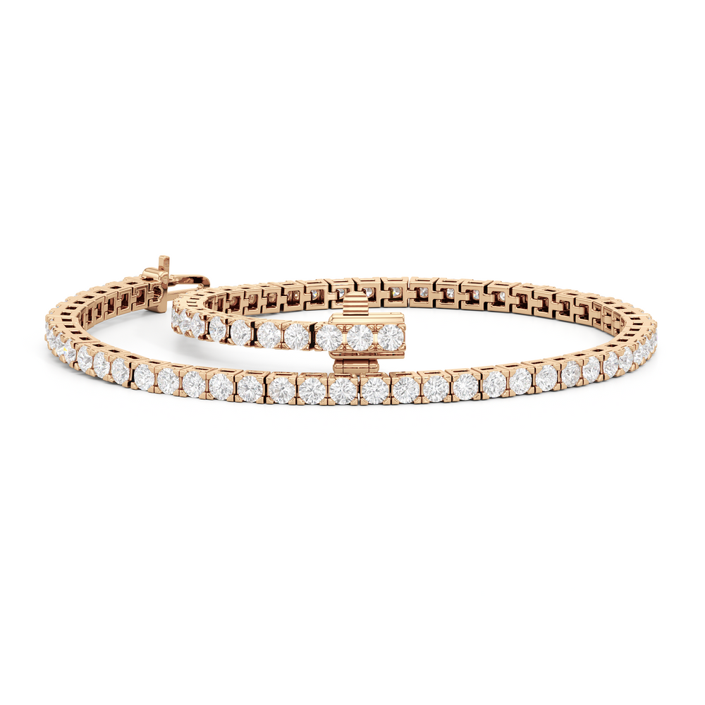 Classic 4-Prong Round Lab Diamond Square Basket Tennis Bracelet with 3 Cut Diamond in 14KT Rose Gold view 3
