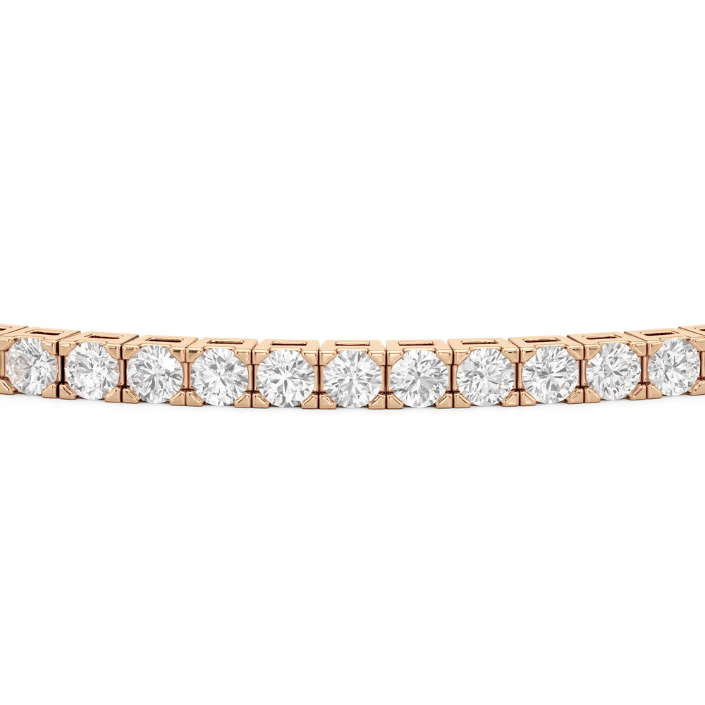 Classic 4-Prong Round Lab Diamond Square Basket Tennis Bracelet with 3 Cut Diamond in 14KT Rose Gold view 6
