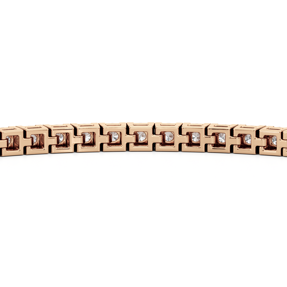 Classic 4-Prong Round Lab Diamond Square Basket Tennis Bracelet with 3 Cut Diamond in 14KT Rose Gold view 8
