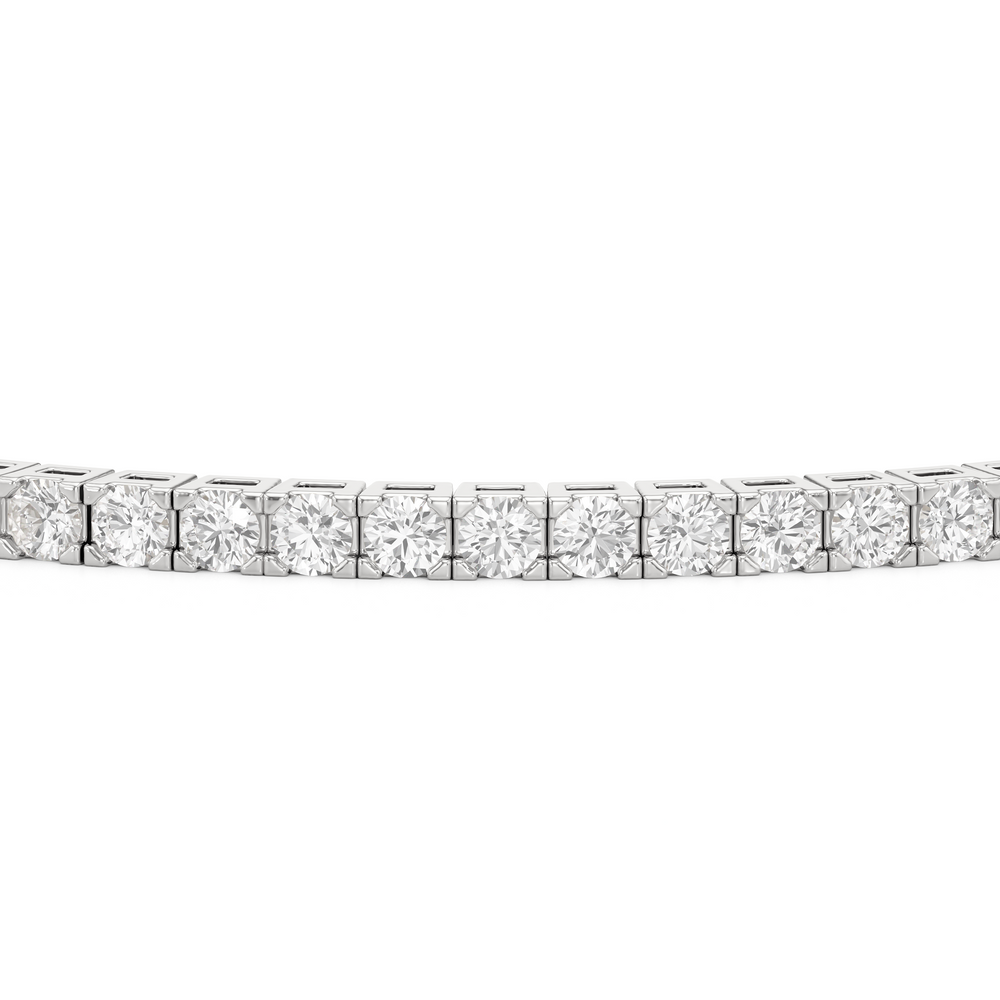 Classic 4-Prong Round Lab Diamond Square Basket Tennis Bracelet with 3 Cut Diamond in 14KT White Gold view 6
