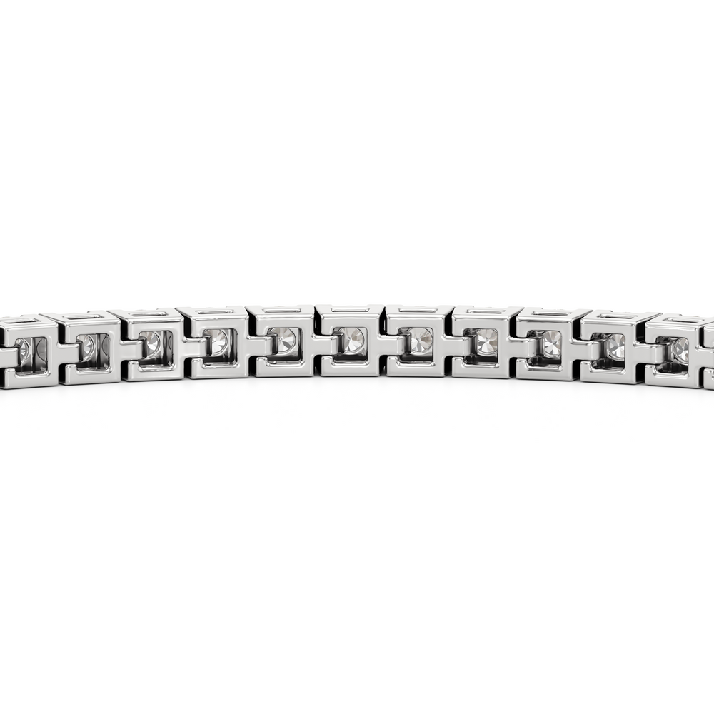 Classic 4-Prong Round Lab Diamond Square Basket Tennis Bracelet with 3 Cut Diamond in 14KT White Gold view 8
