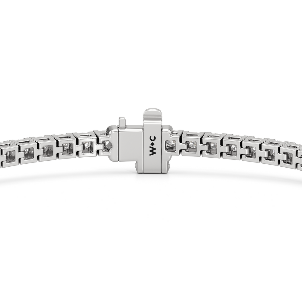 Classic 4-Prong Round Lab Diamond Square Basket Tennis Bracelet with 3 Cut Diamond in 14KT White Gold view 7
