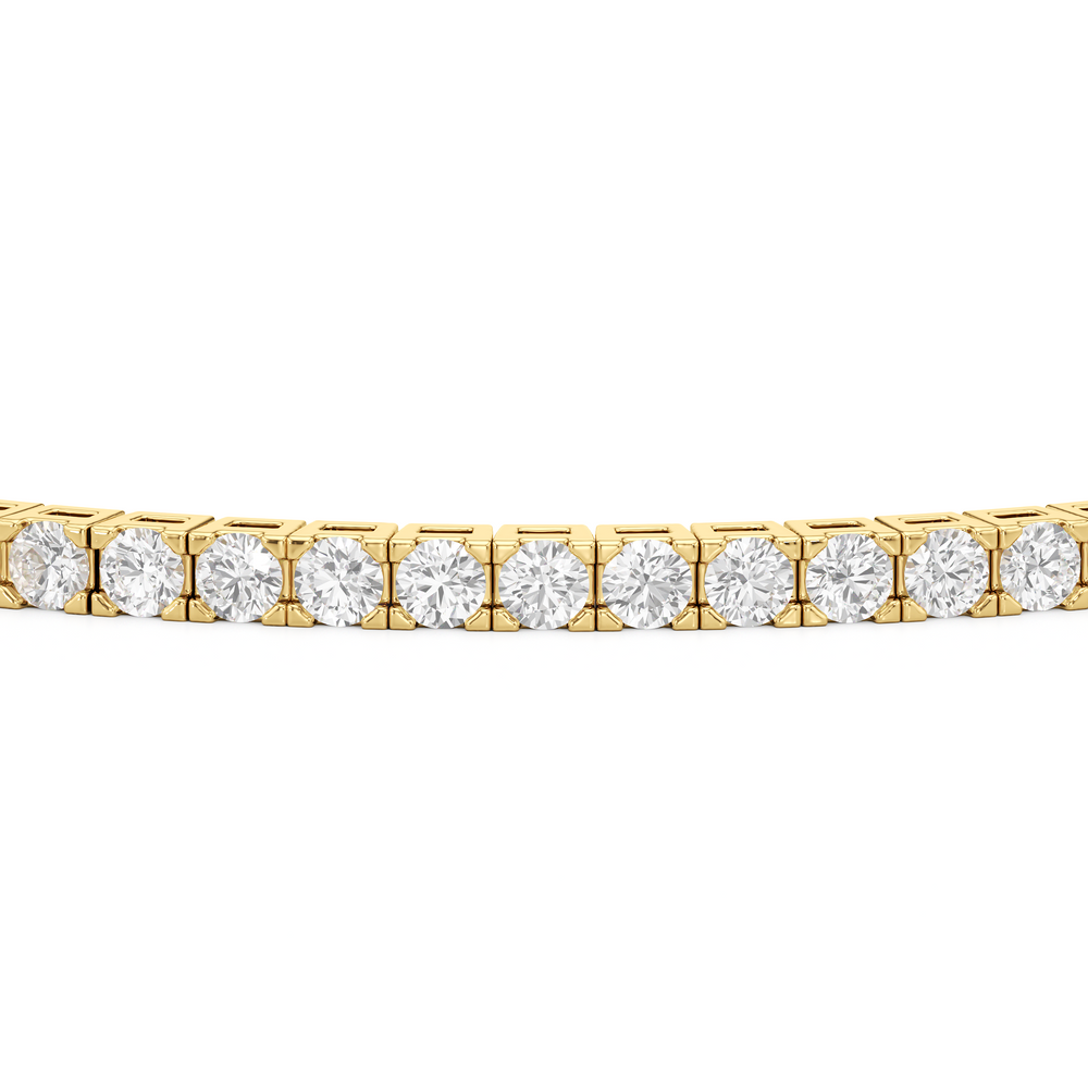 Classic 4-Prong Round Lab Diamond Square Basket Tennis Bracelet with 3 Cut Diamond in 14KT Yellow Gold view 6
