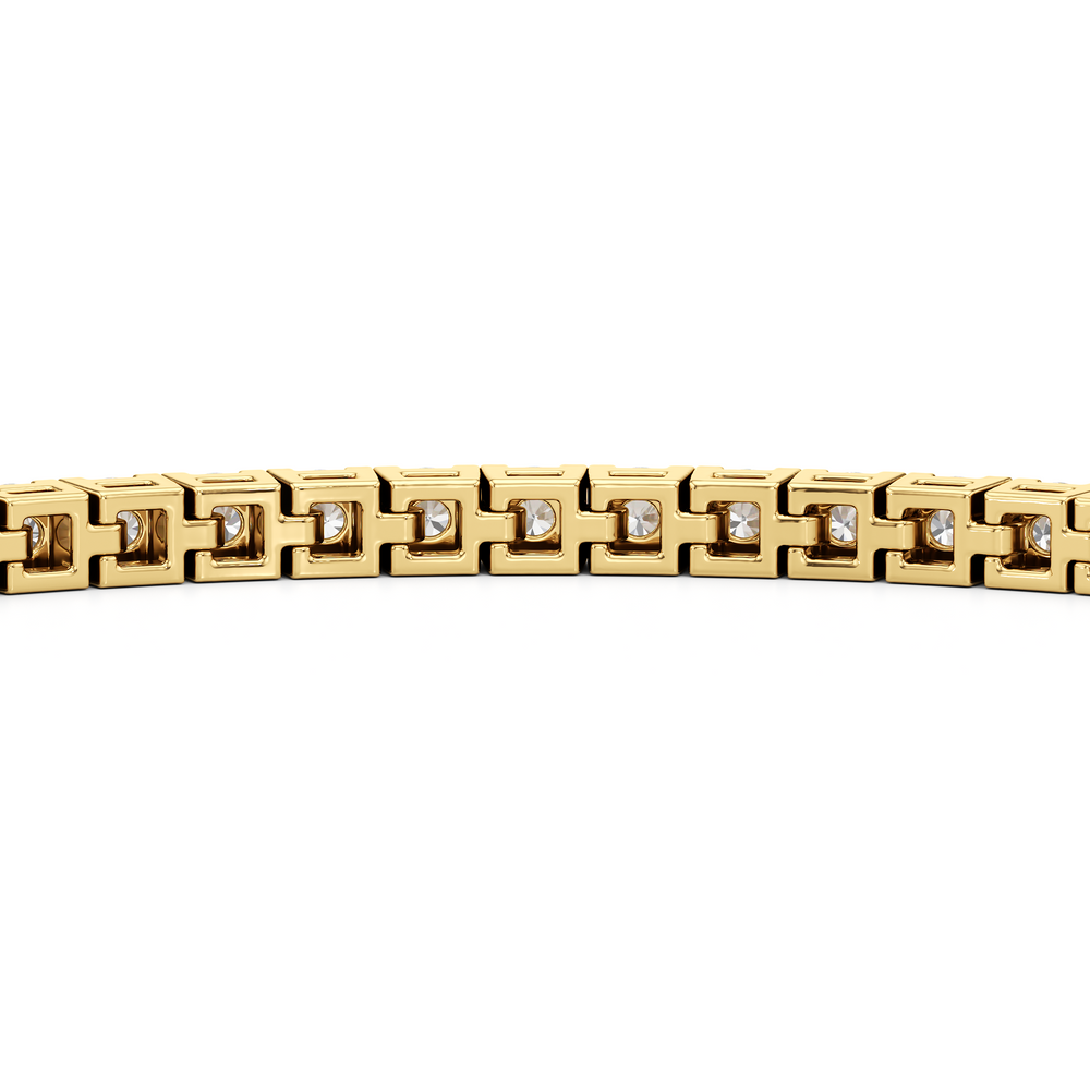 Classic 4-Prong Round Lab Diamond Square Basket Tennis Bracelet with 3 Cut Diamond in 14KT Yellow Gold view 7
