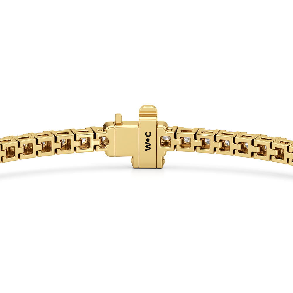 Classic 4-Prong Round Lab Diamond Square Basket Tennis Bracelet with 3 Cut Diamond in 14KT Yellow Gold view 7
