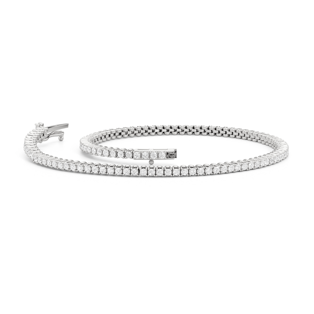 Floating U-Prong Lab Diamond Tennis Bracelet with 1 Cut Diamond in 14KT White Gold view 2
