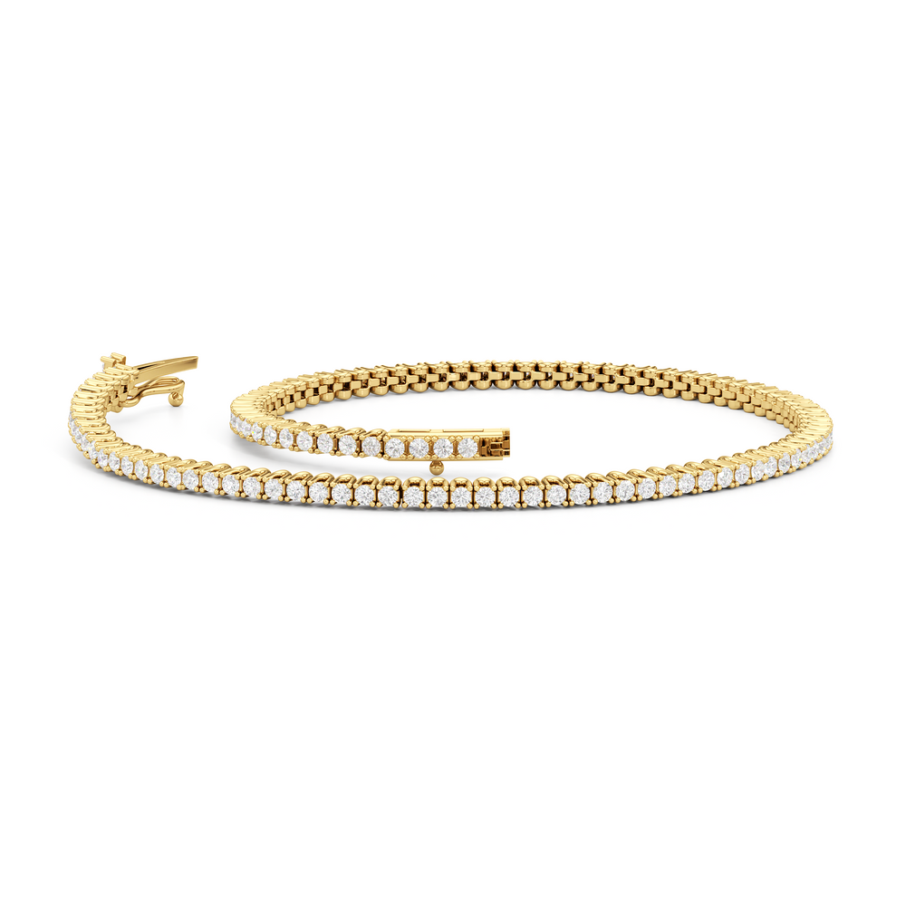 Floating U-Prong Lab Diamond Tennis Bracelet with 1 Cut Diamond in 14KT Yellow Gold view 2
