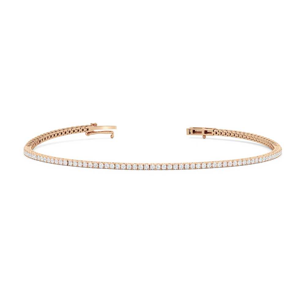 Classic 4-Prong Round Lab Diamond Square Basket Tennis Bracelet with 1 Cut Diamond in 14KT Rose Gold view 2
