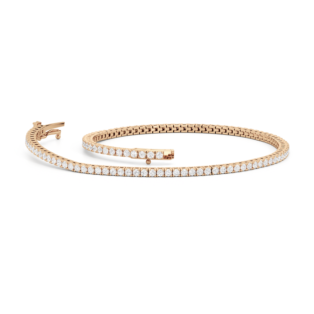 Classic 4-Prong Round Lab Diamond Square Basket Tennis Bracelet with 1 Cut Diamond in 14KT Rose Gold view 3
