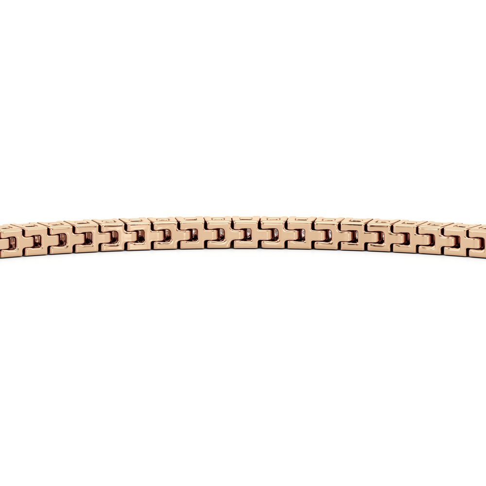 Classic 4-Prong Round Lab Diamond Square Basket Tennis Bracelet with 1 Cut Diamond in 14KT Rose Gold view 8
