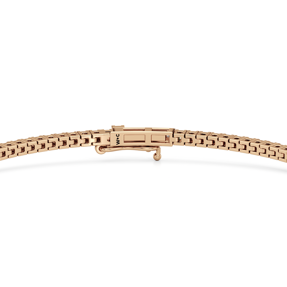 Classic 4-Prong Round Lab Diamond Square Basket Tennis Bracelet with 1 Cut Diamond in 14KT Rose Gold view 7
