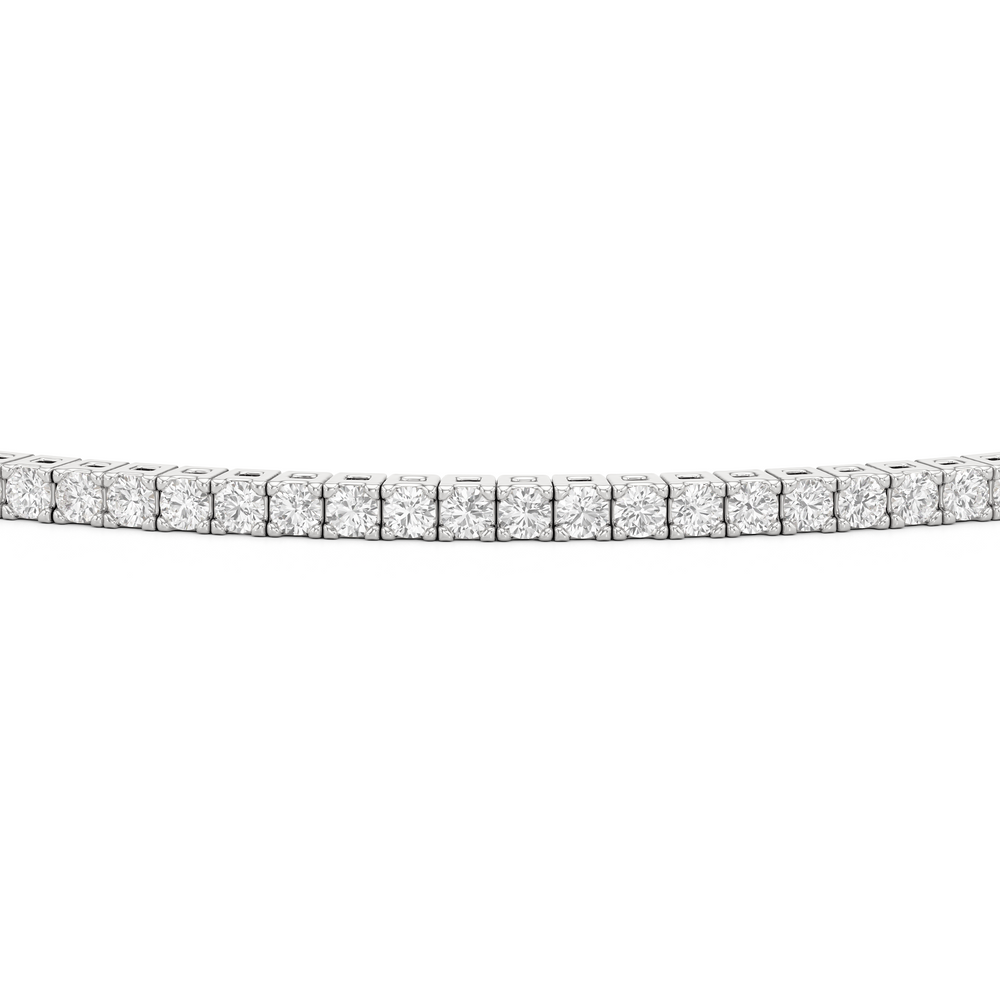 Classic 4-Prong Round Lab Diamond Square Basket Tennis Bracelet with 1 Cut Diamond in 14KT White Gold view 6
