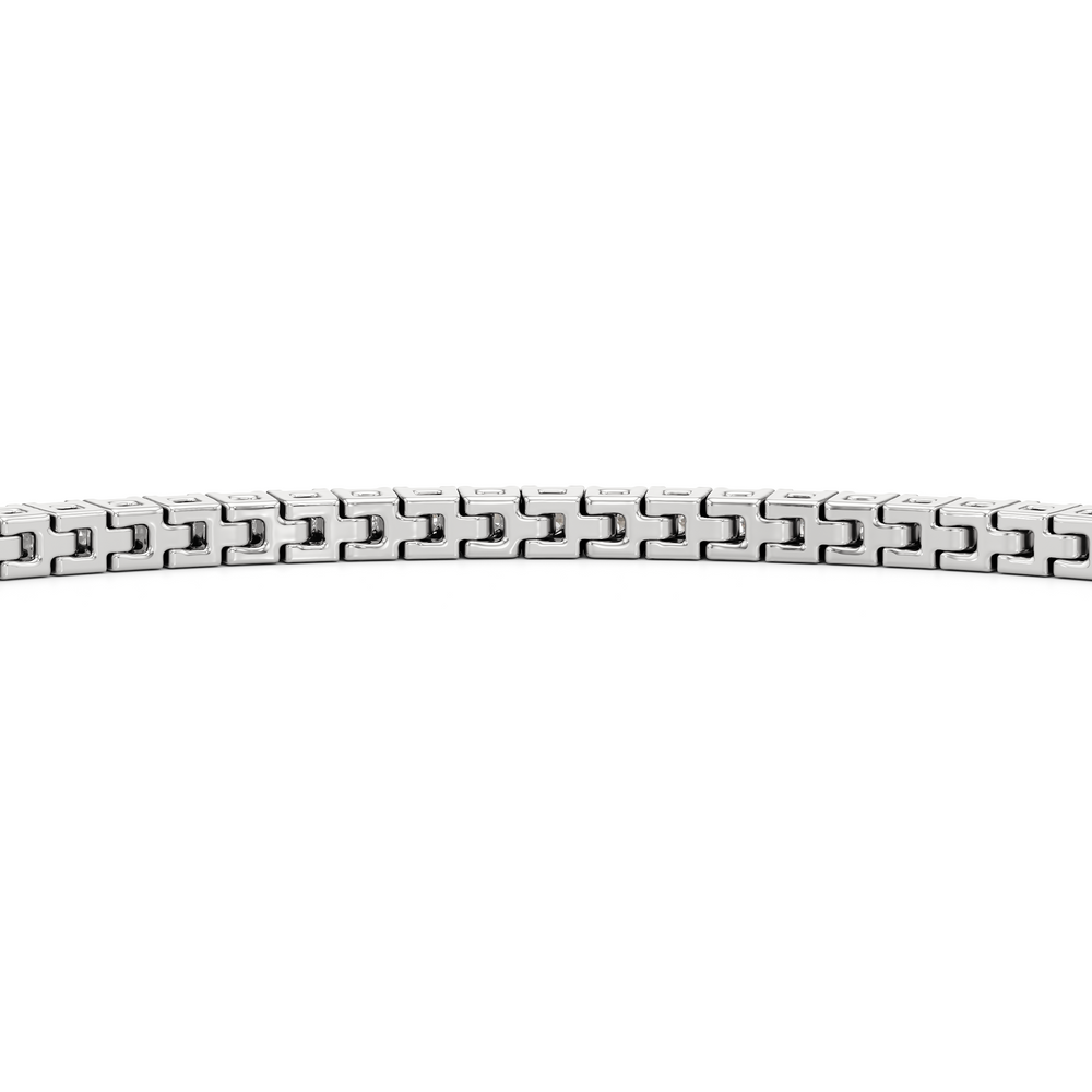 Classic 4-Prong Round Lab Diamond Square Basket Tennis Bracelet with 1 Cut Diamond in 14KT White Gold view 8
