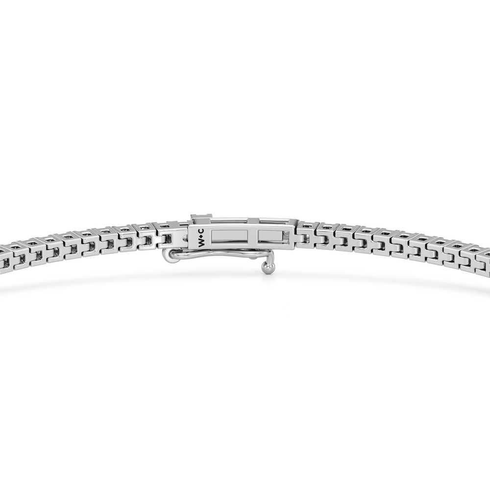 Classic 4-Prong Round Lab Diamond Square Basket Tennis Bracelet with 1 Cut Diamond in 14KT White Gold view 7

