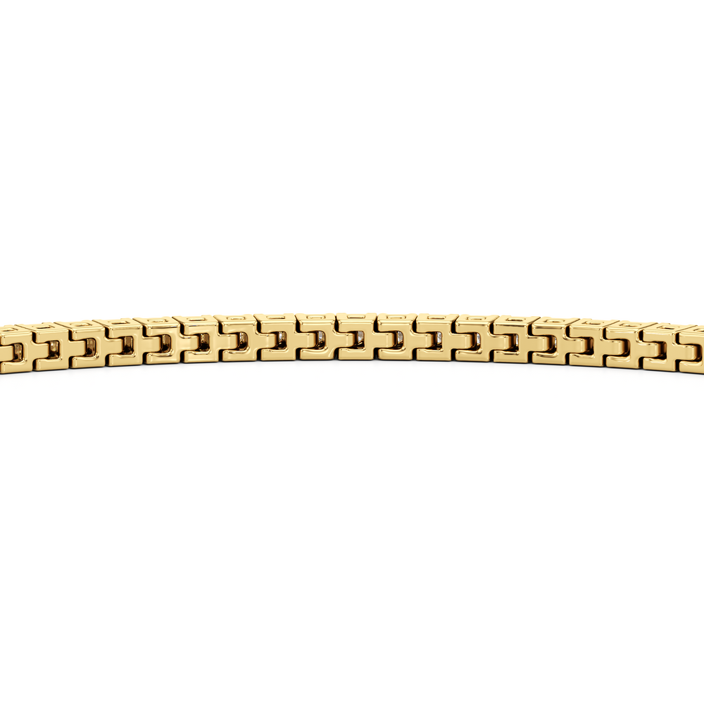 Classic 4-Prong Round Lab Diamond Square Basket Tennis Bracelet with 1 Cut Diamond in 14KT Yellow Gold view 8
