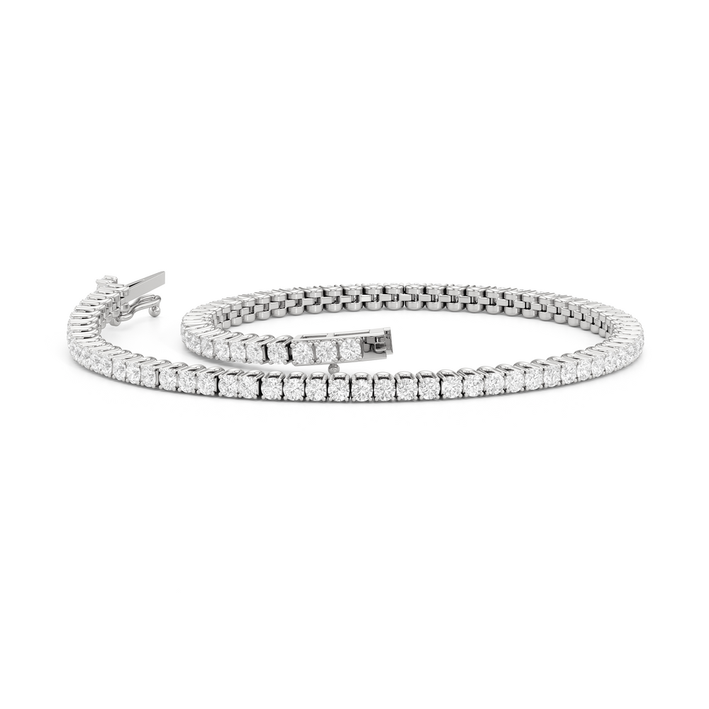 Floating U-Prong Lab Diamond Tennis Bracelet with 2 Cut Diamond in 14KT White Gold view 2

