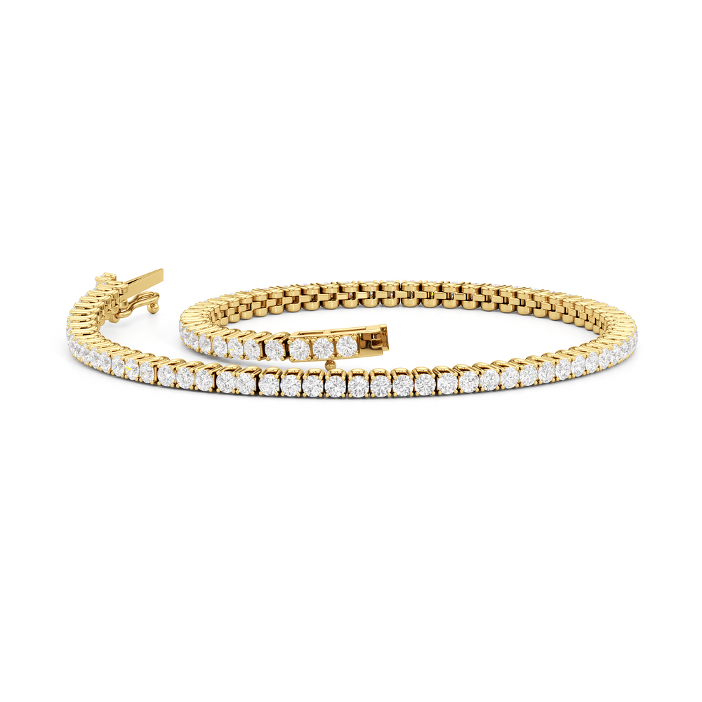Floating U-Prong Lab Diamond Tennis Bracelet with 2 Cut Diamond in 14KT Yellow Gold view 2
