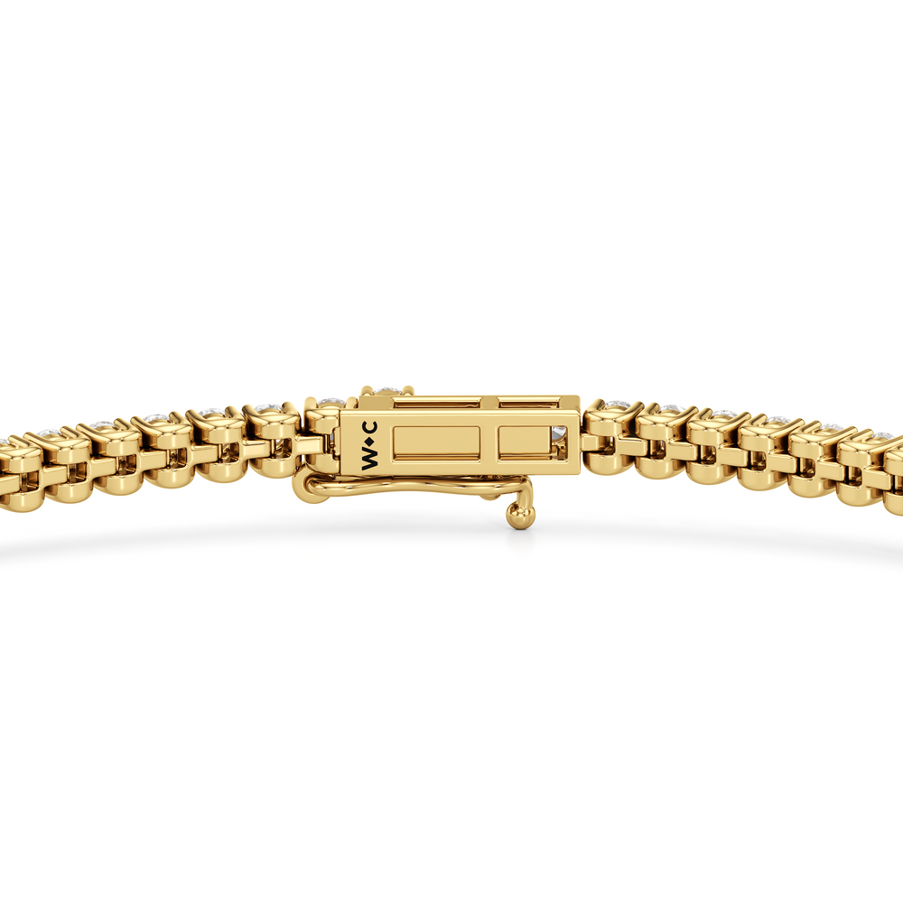 Floating U-Prong Lab Diamond Tennis Bracelet with 2 Cut Diamond in 14KT Yellow Gold view 6
