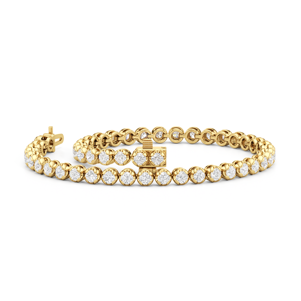 Modern Nugget Lab Diamond Tennis Bracelet with 2 Cut Diamond in 14KT Yellow Gold view 2
