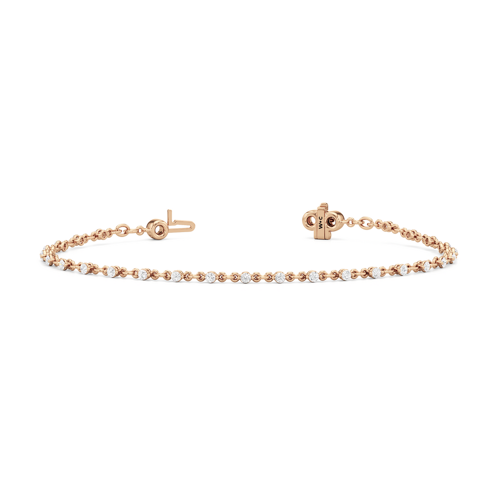 Lab Diamond Chain Link Bracelet with 3/4 Cut Diamond in 14KT Rose Gold view 2
