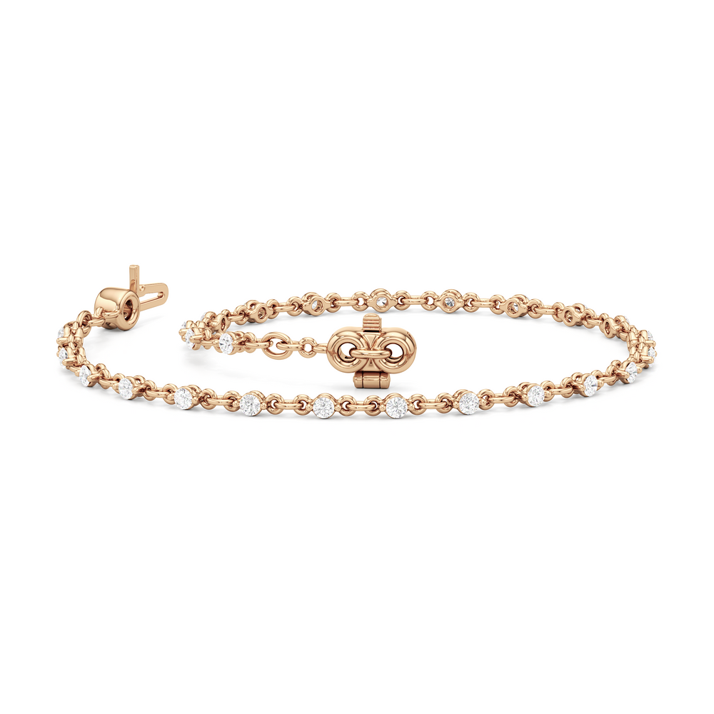 Lab Diamond Chain Link Bracelet with 3/4 Cut Diamond in 14KT Rose Gold view 3
