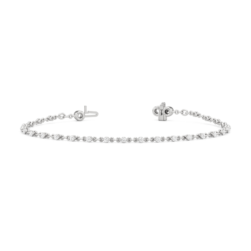 Lab Diamond Chain Link Bracelet with 3/4 Cut Diamond in 14KT White Gold view 2
