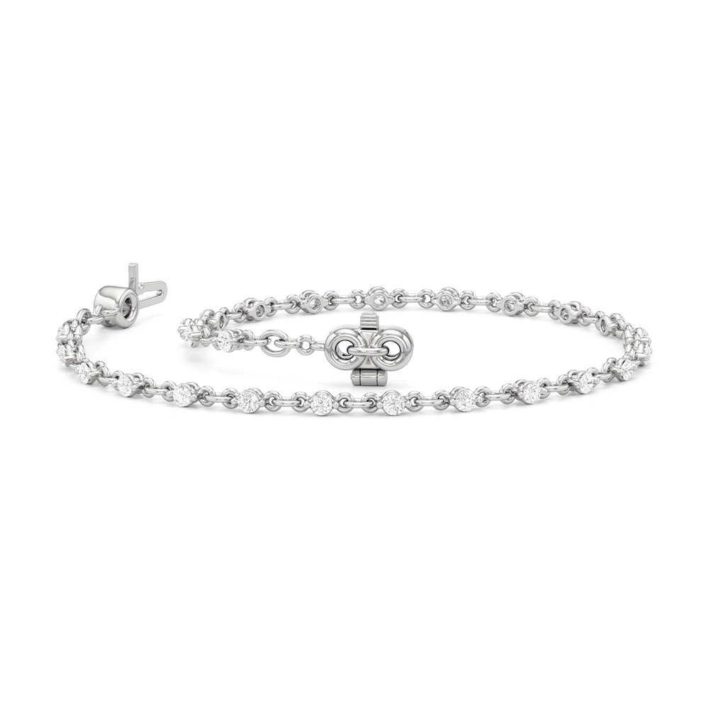 Lab Diamond Chain Link Bracelet with 3/4 Cut Diamond in 14KT White Gold view 3
